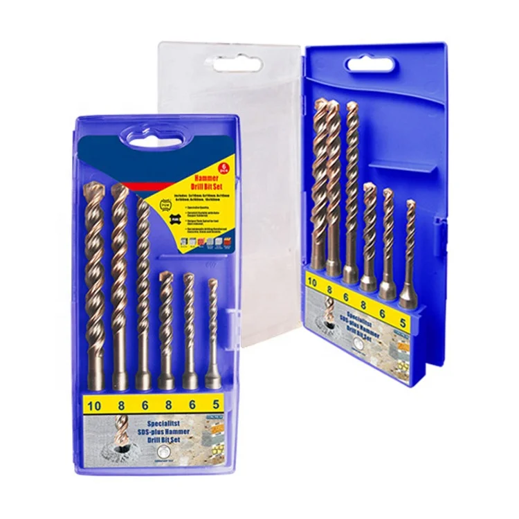 6PCS Carbide Tip SDS Plus Shank 5 to 10mm Electric Hammer Drill Bit Set