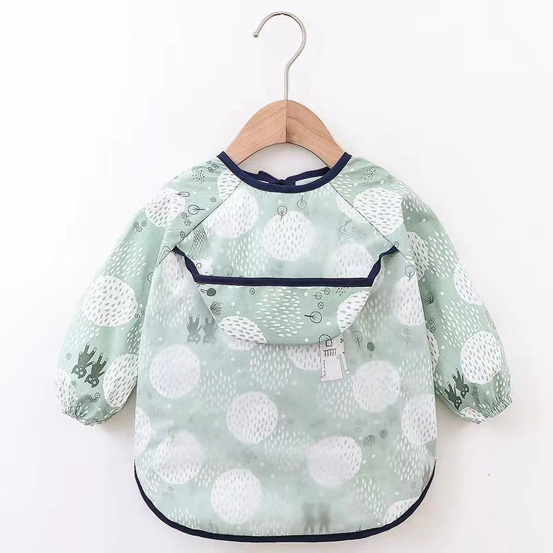 cartoon long sleeve bibs baby cotton waterproof reversible kids eating cartoon apron feeding burp bib accessories newborn