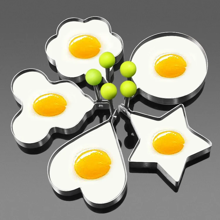 10cm flower start head round heard shapes silver fried egg mold food grade stainless steel