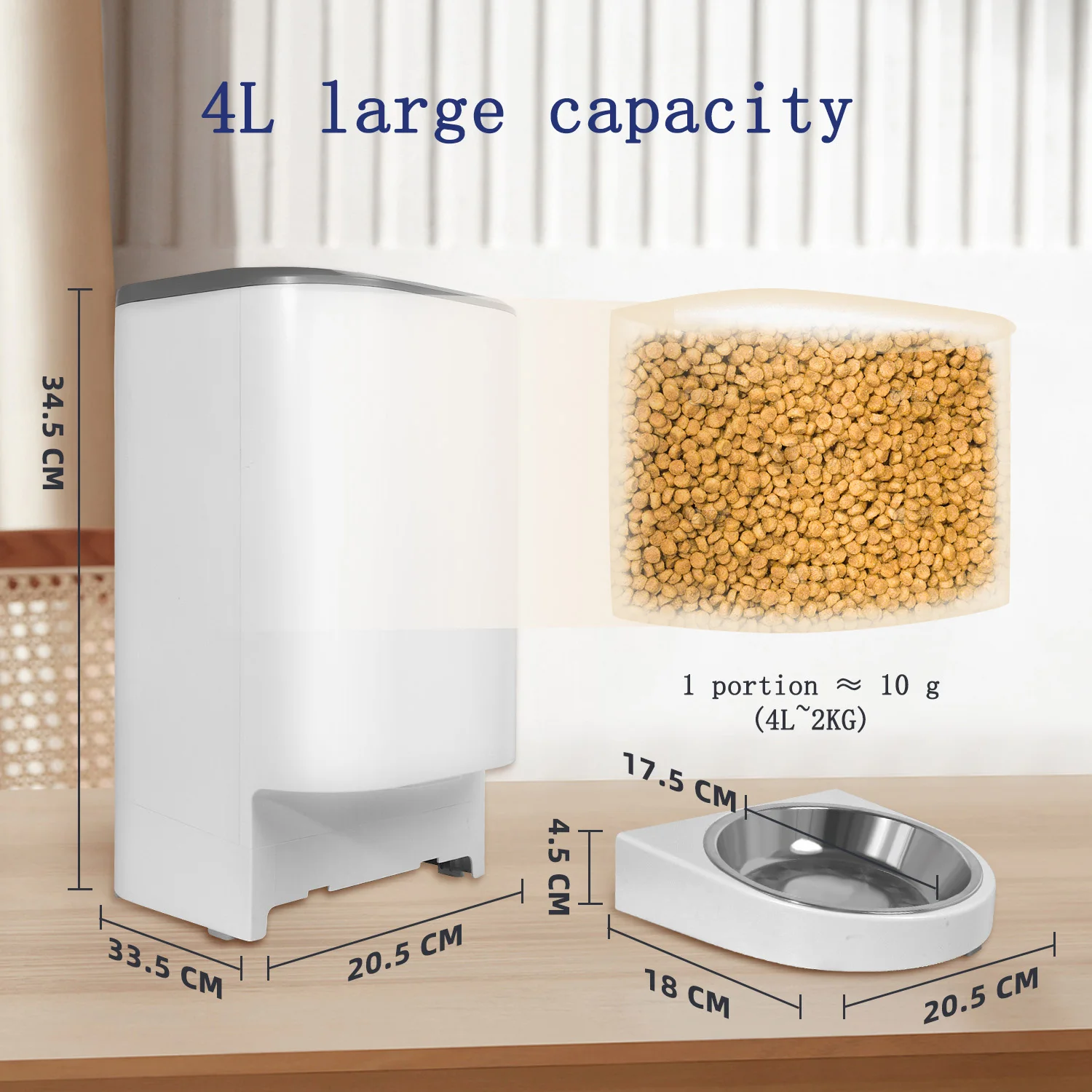 Automatic App Remote Control Vacuum Cat Dispenser Dog Food Bowl Stand Small Pet Feeder Grey Automatic Feeders