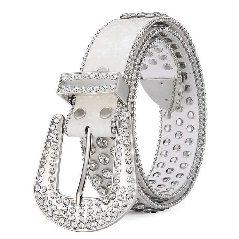 Factory Wholesale Cheap Western Bright Belts Ruby Studded Leather Rhinestone Belt