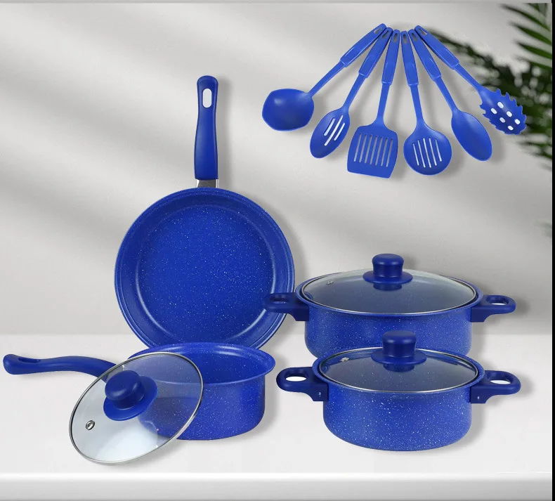 Wholesale Medical stone pot 13 pcs Pots  set electric stove universal non-oil smoke non-stick kitchen cooking kitchenware set