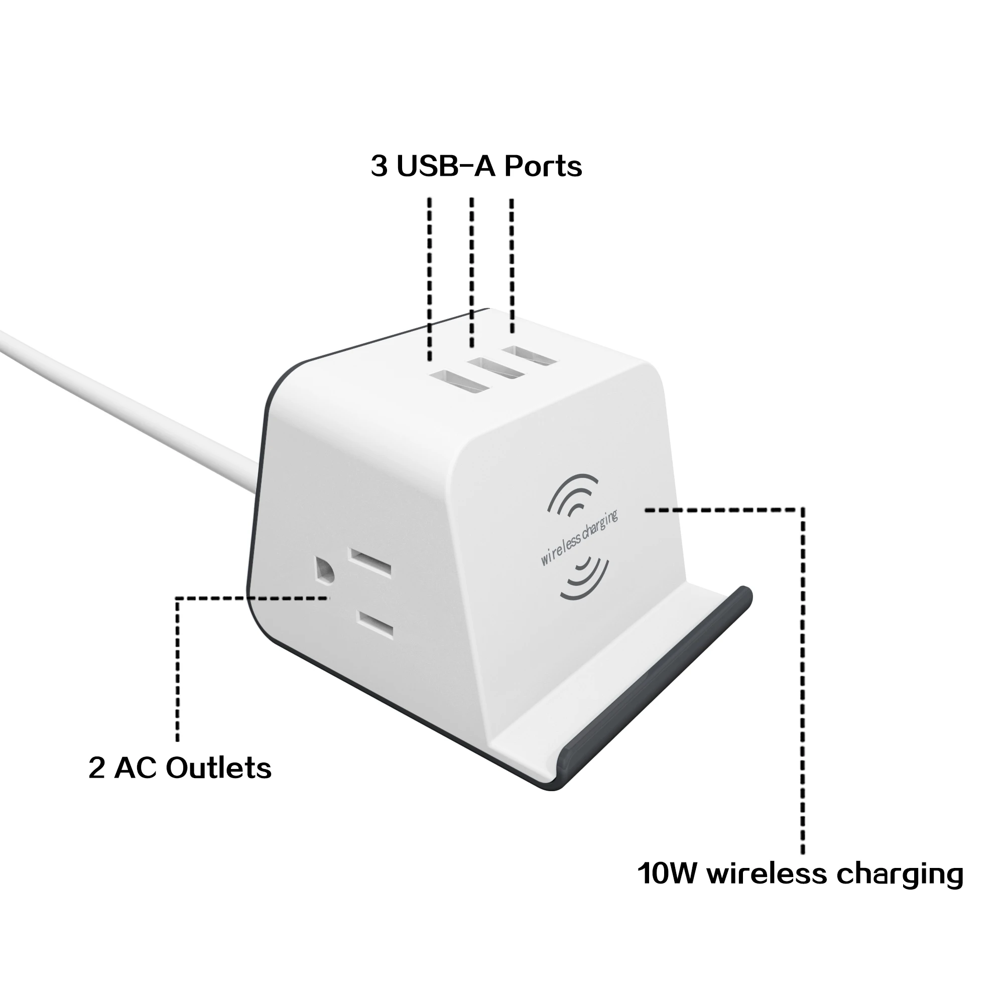  Сетевой куб настольная удлинитель с 2 розетками и Usb-портами 10 Вт защита от