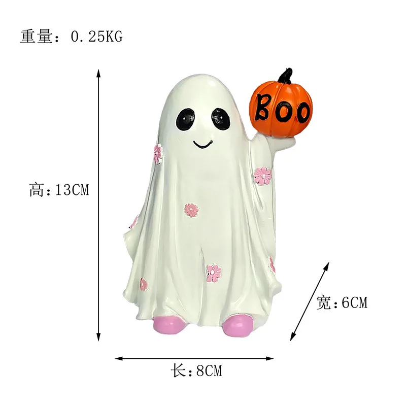 Hot Selling Halloween Ghost Pumpkin Figurine Resin Spooky Figure Prop Ornament Home Decoration for Bedroom Drawing Room