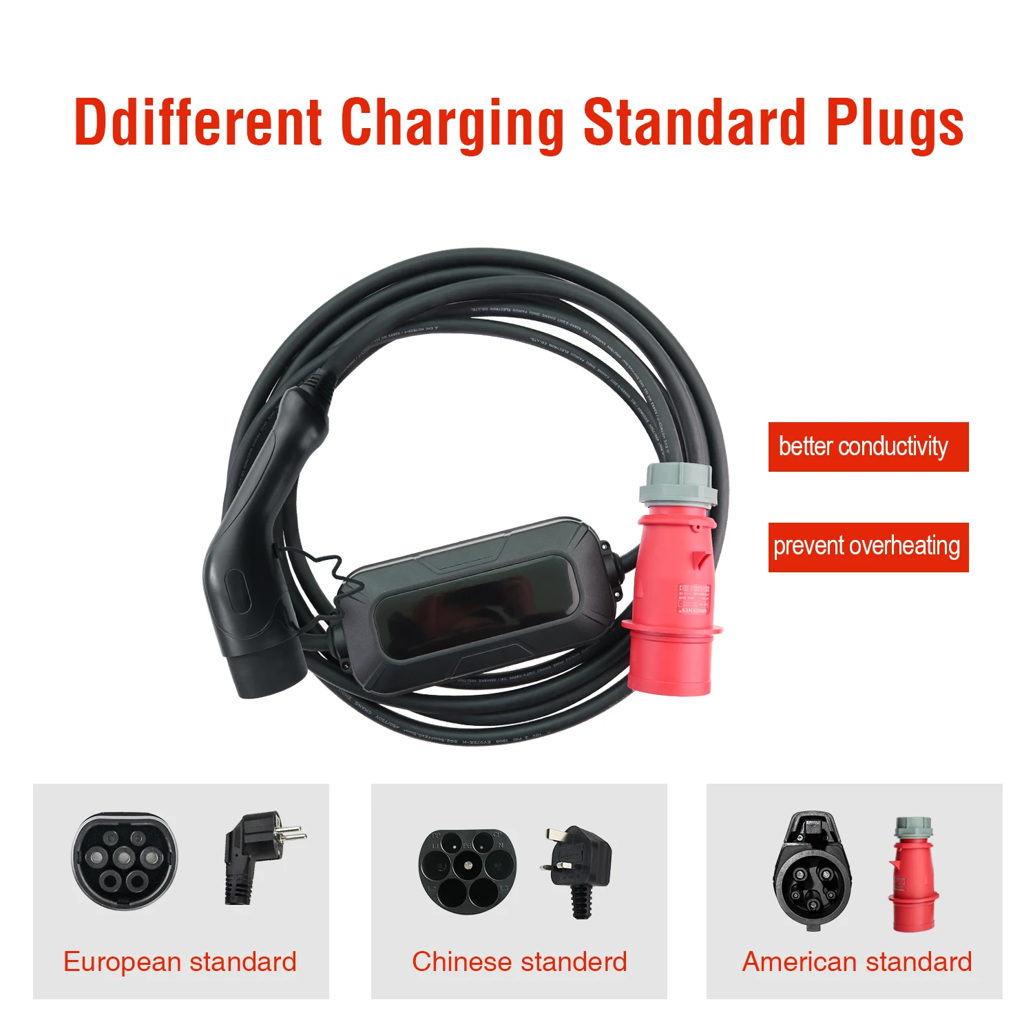 Оптовая продажа 32a портативный ev зарядное устройство Регулируемый 13A/16A/20A/32A 1 Фаза 3 фазы Электрический автомобильное с экран дисплея