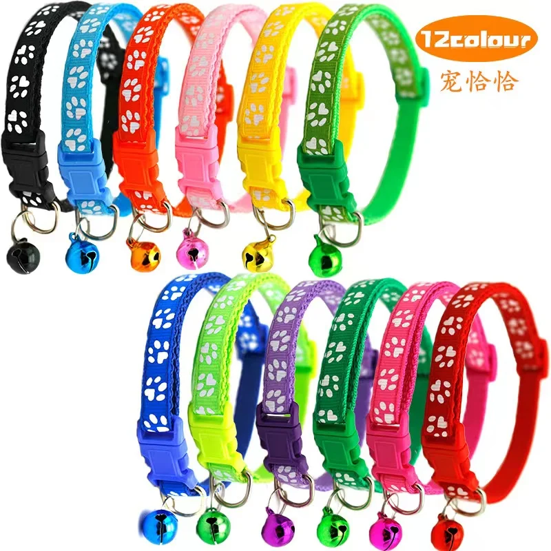 With Bell Adjustable Buckle Collar Cat Pet Supplies Cat Accessories Collar Small Colorful Pet Supplies Cat Collar