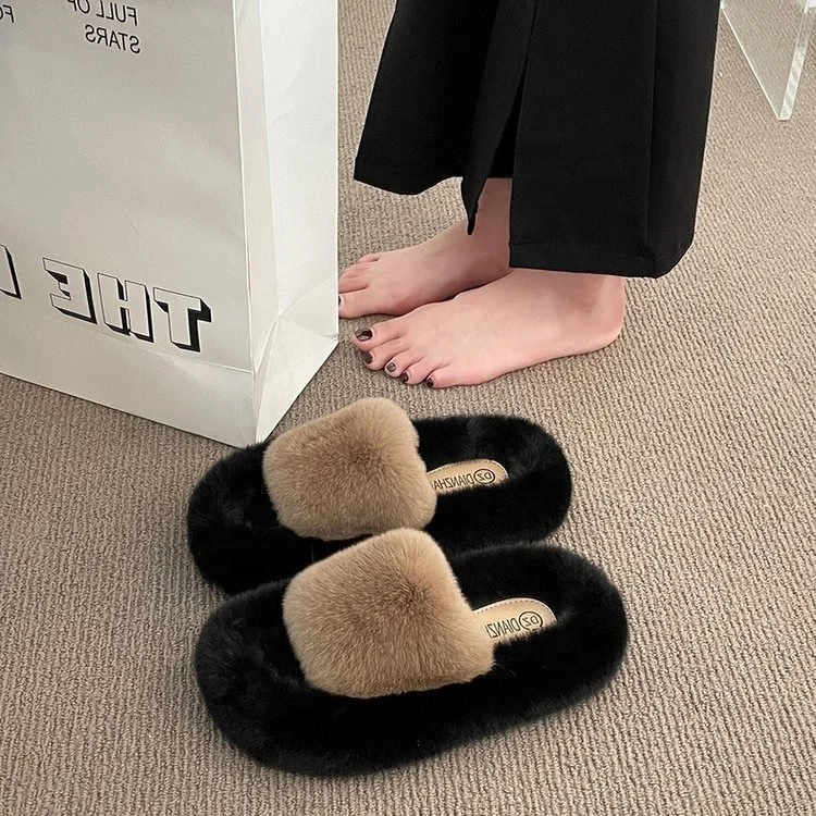 2024 New Style Soft Comfortable Indoor Home Fluffy Fuzzy Slippers Open Toe Slippers
