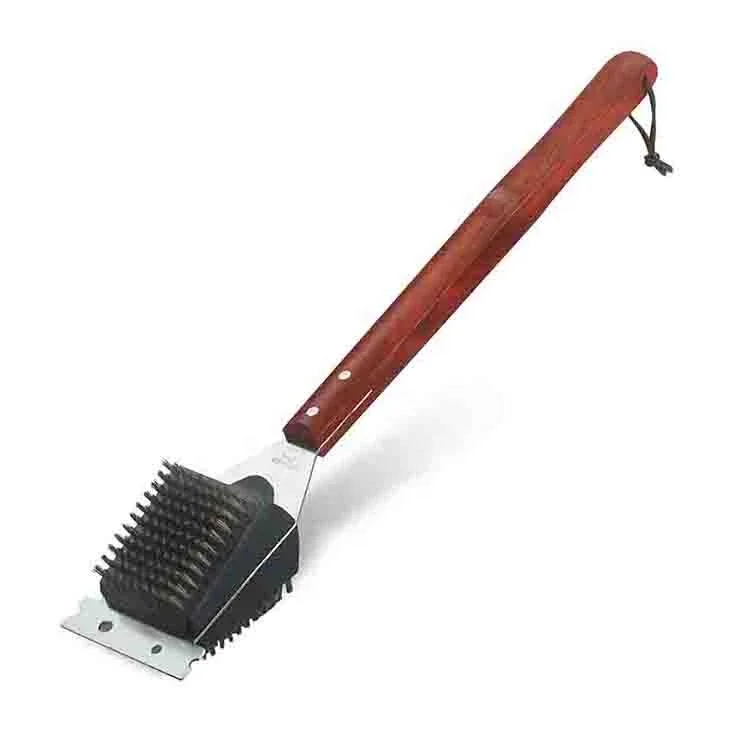 Heavy Duty wood handle Grill Cleaning Kit bbq Grill Brush with Scraper