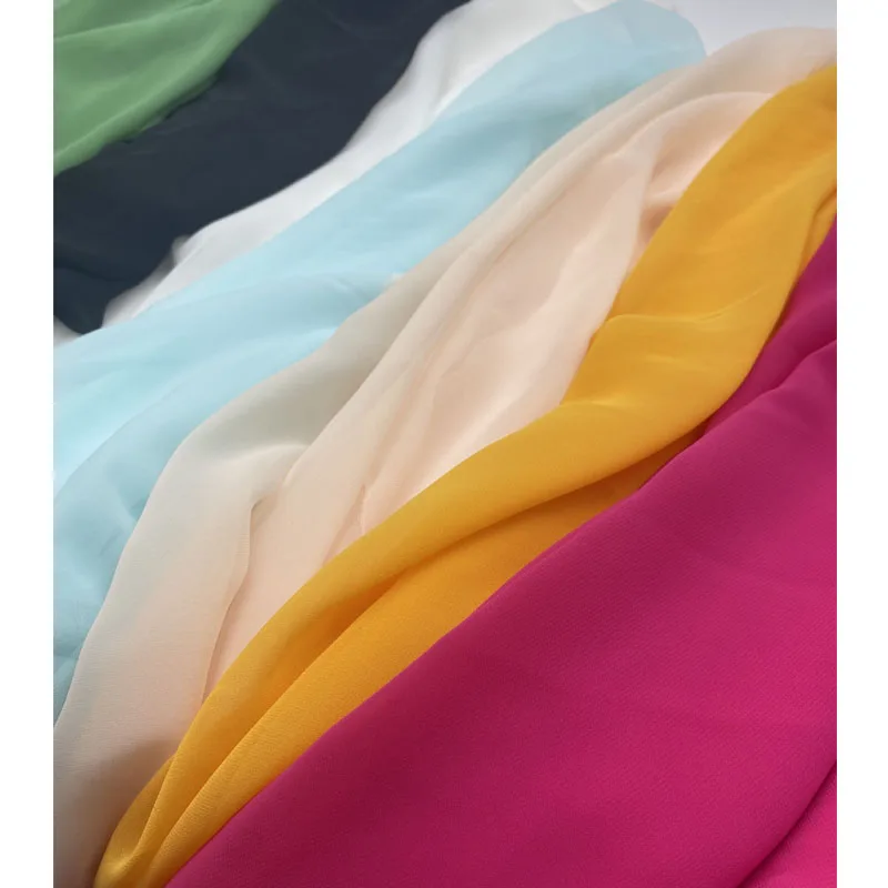 Wholesale natural silk georgette fabric custom dye crepe chiffon fabric for dress in ombre color gradient colors