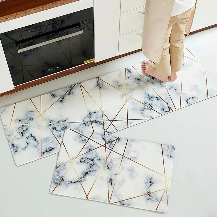 Stain-proof Marble Printed 2 Ps/set Non-slip Antifatigue Printed Kitchen Floor Mats