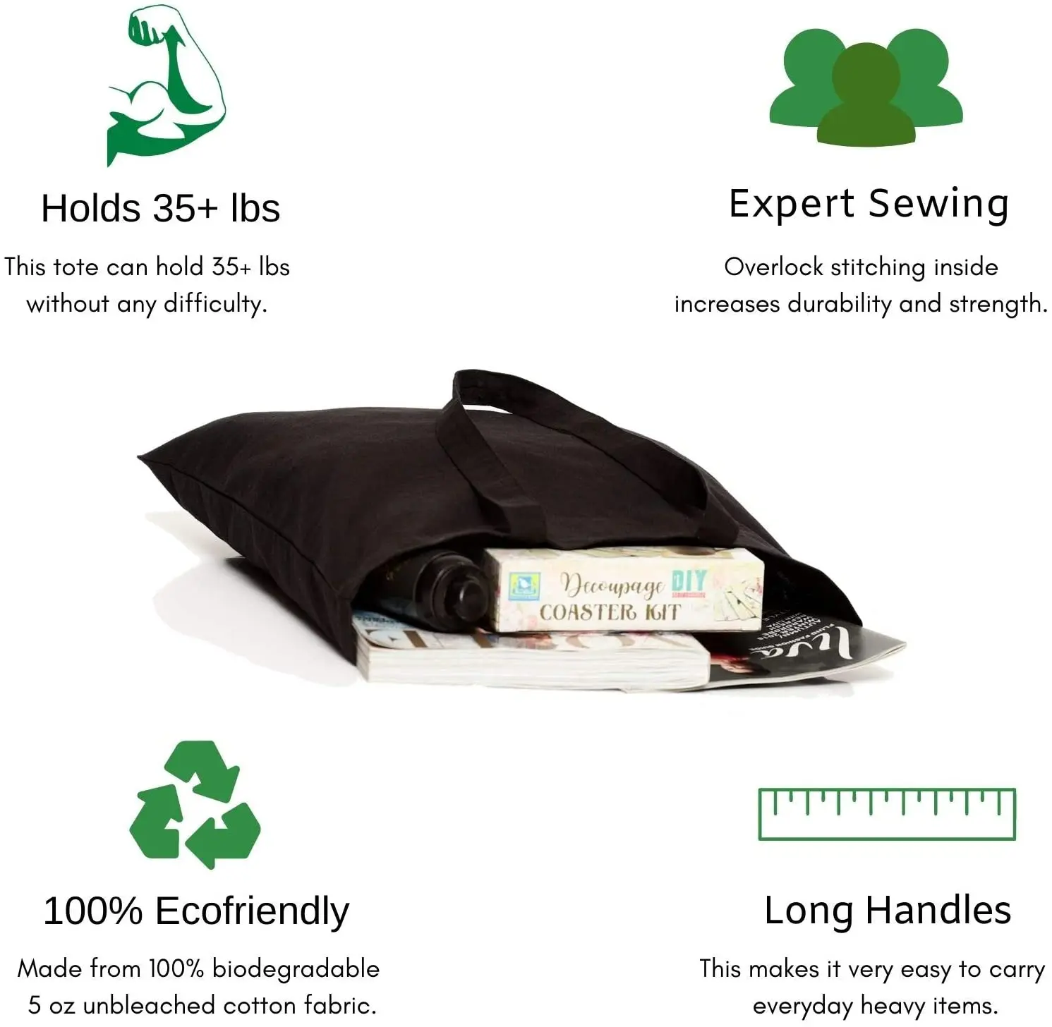 BSCI Audit Factory Custom Big Size Foldable 16oz Black Cotton Canvas Cloth Tote Shopping Hand Bag with Logo and Bottom Low MOQ