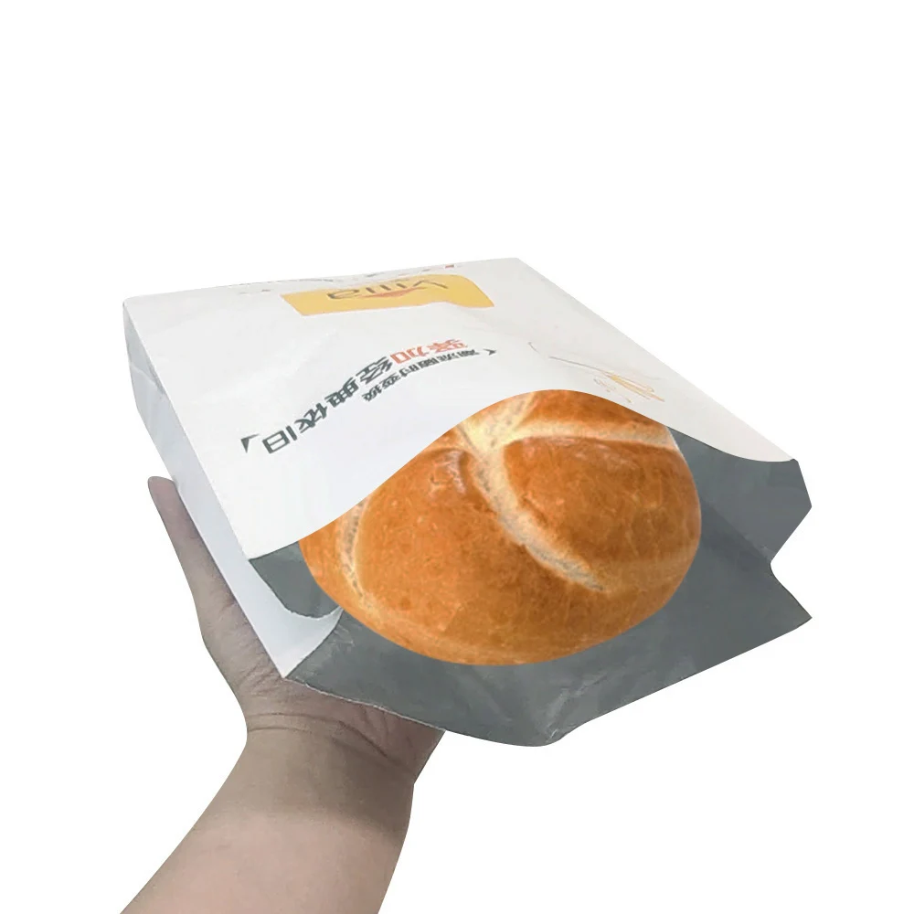 Size custom thickened Fried chicken takeout wrapping manufacturer Print small business logo icon bread paper bag aluminum coated