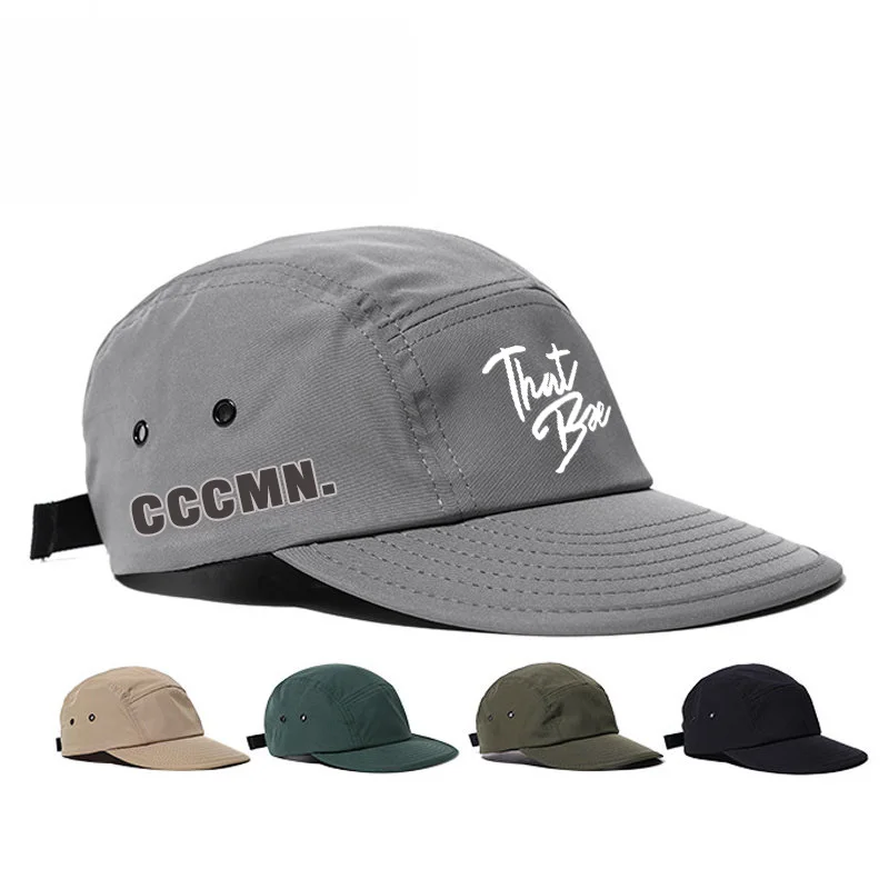 Wholesale five panel Breathable Lightweight Nylon hat Waterproof quick dry cap custom unstructured 5 Panel Snapback Cap Hats