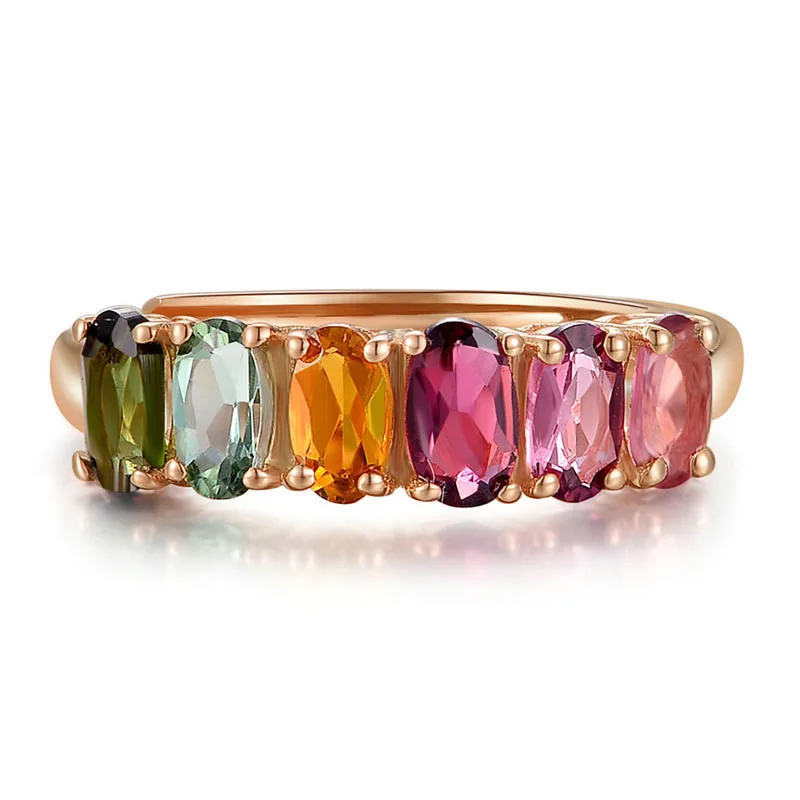 
2021 Sterling Silver Natural Genuine Diamond Rose Gold Plated Tourmaline Ring 
