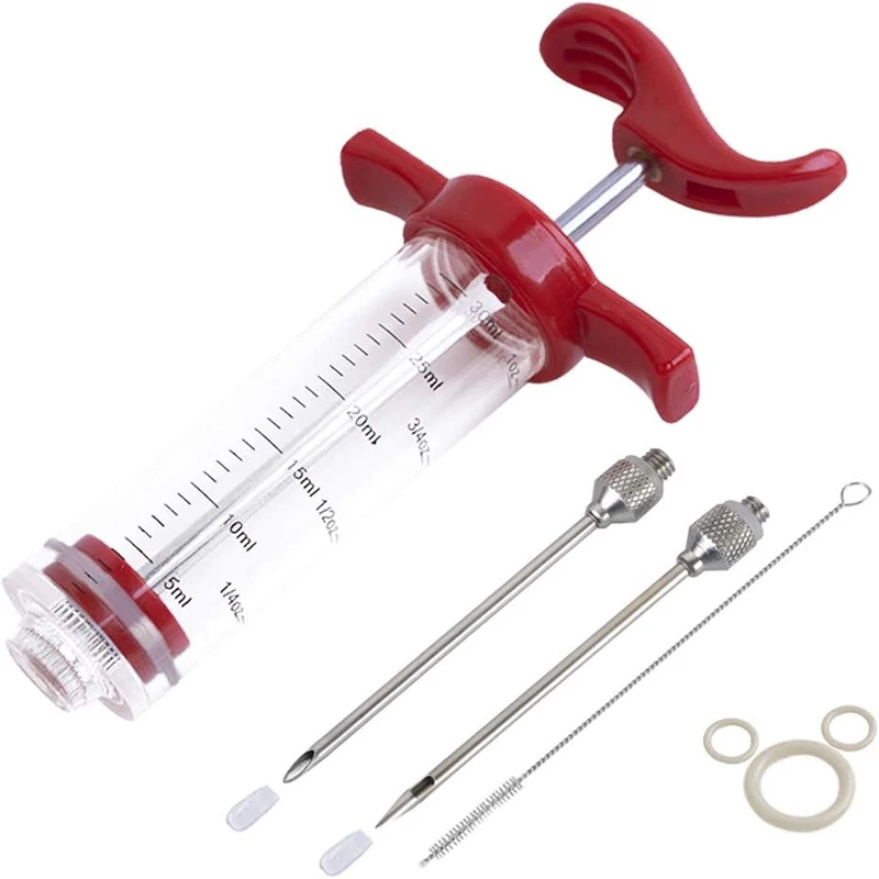 Meat Injector Syringe Kit with 3 Professional  Plastic Marinade Injector Needles for Turkey, Meat, Beef BBQ Tool