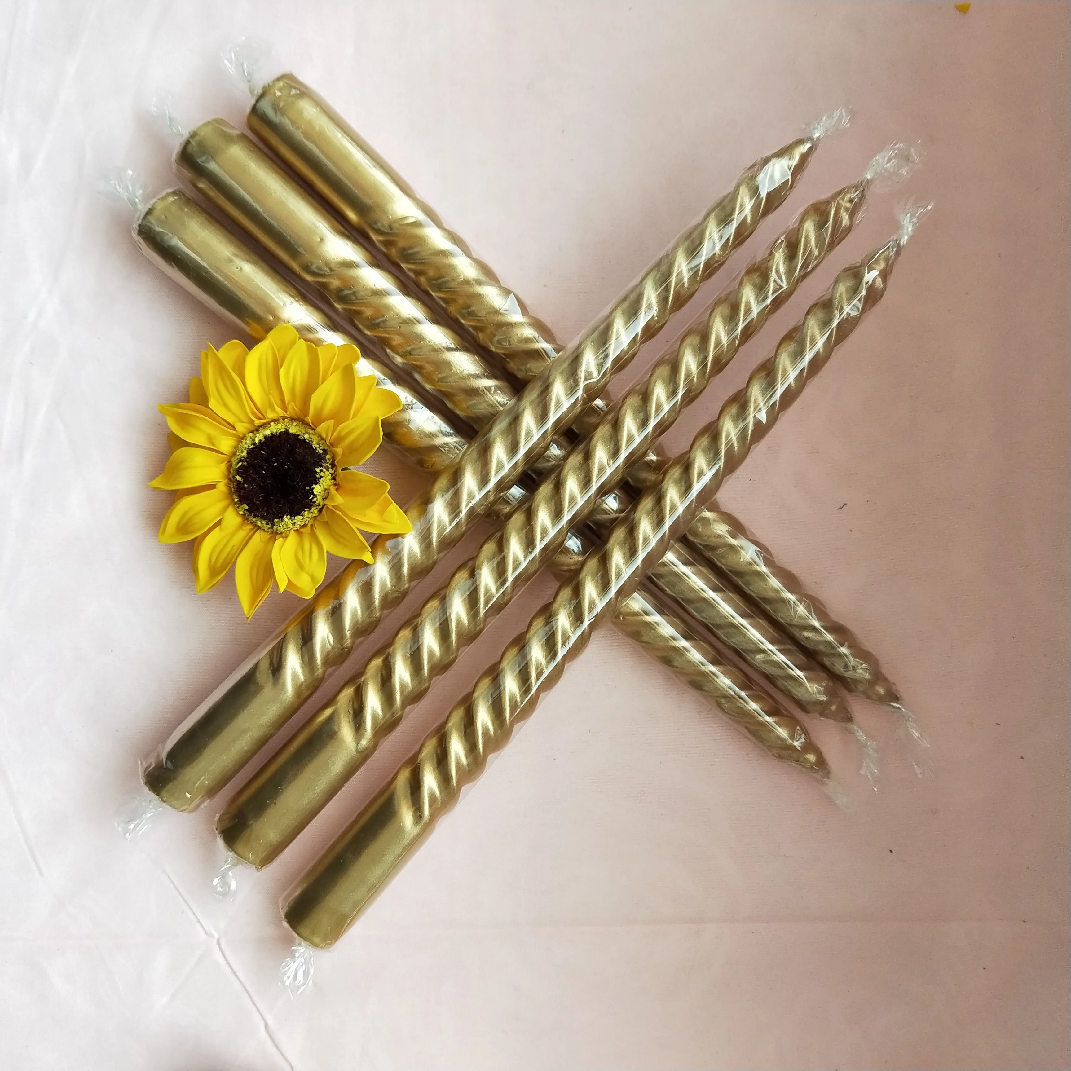 
Good quality spiral wick candles spiral pink Taper Candle 