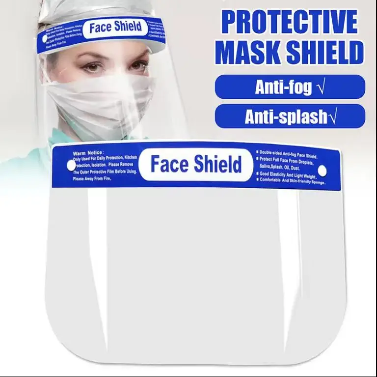 High Quality Plastic Adjustable Transparent Anti- spitting Protective Visor Shield Clear Face Shield for Man and Women