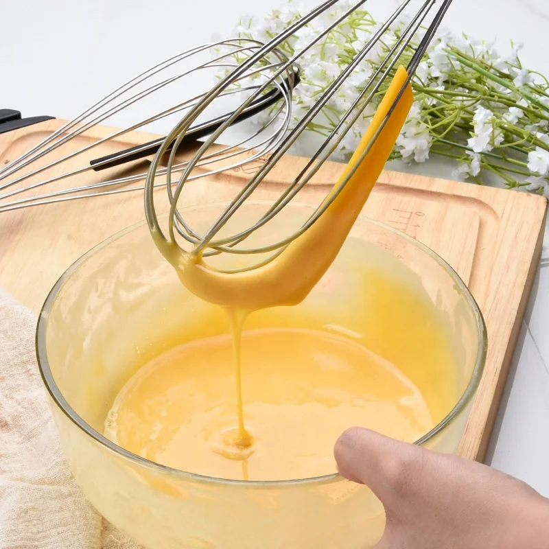 2023 Hot Selling Manufacture Stainless Steel Whisk  2 In 1 New Silicone Spatula Egg Whisk Manual Egg Beat