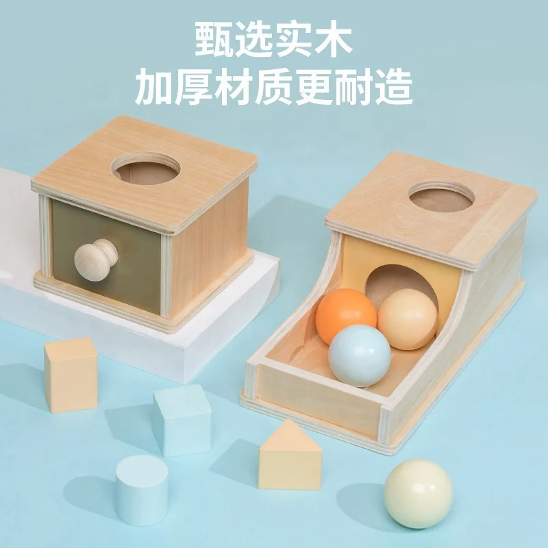 Montessori Hot Sale Spinning drum Montessori Coin Box Wooden Drawer Game