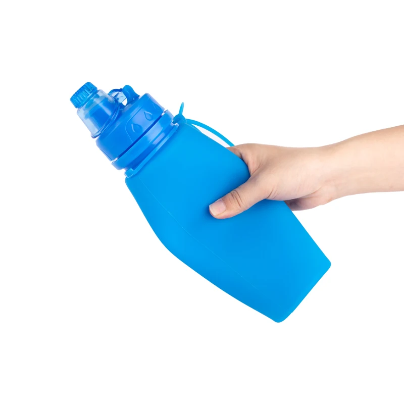 Foldable 500ML Sports Water Bottle Silicone Collapsible Water Bottle BPA Free for Gym Camping Hiking Travel