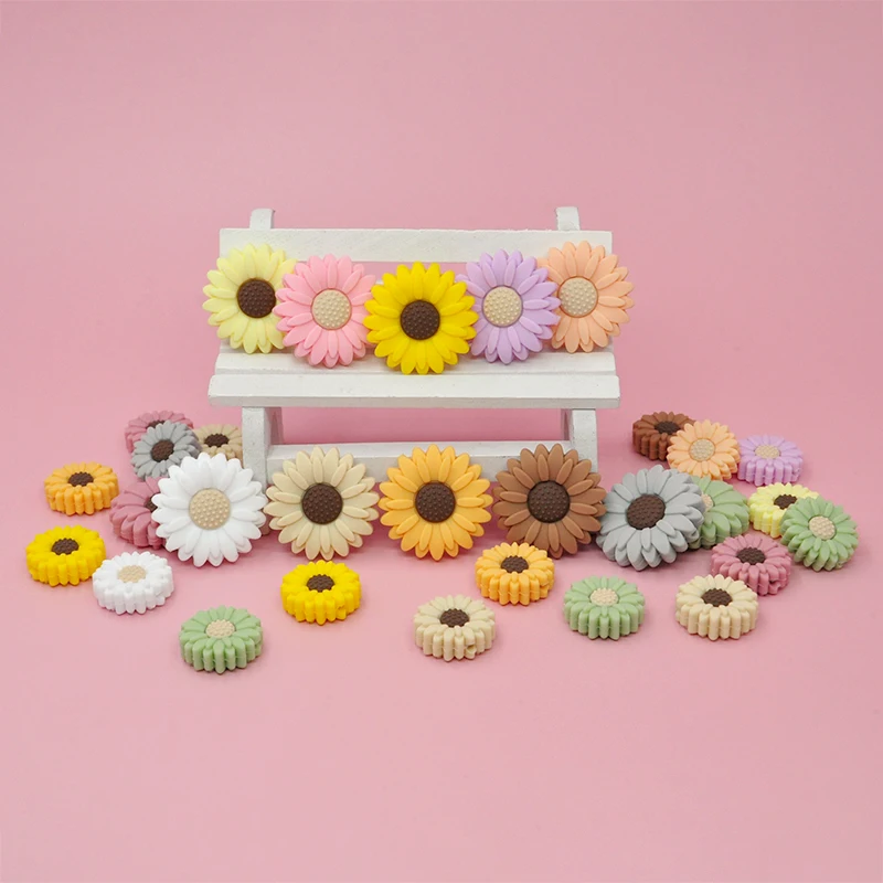 Zhongshan Manufacturer Silicone Teething Beads Sunflower Wholesale China BPA Free Silicone Beads