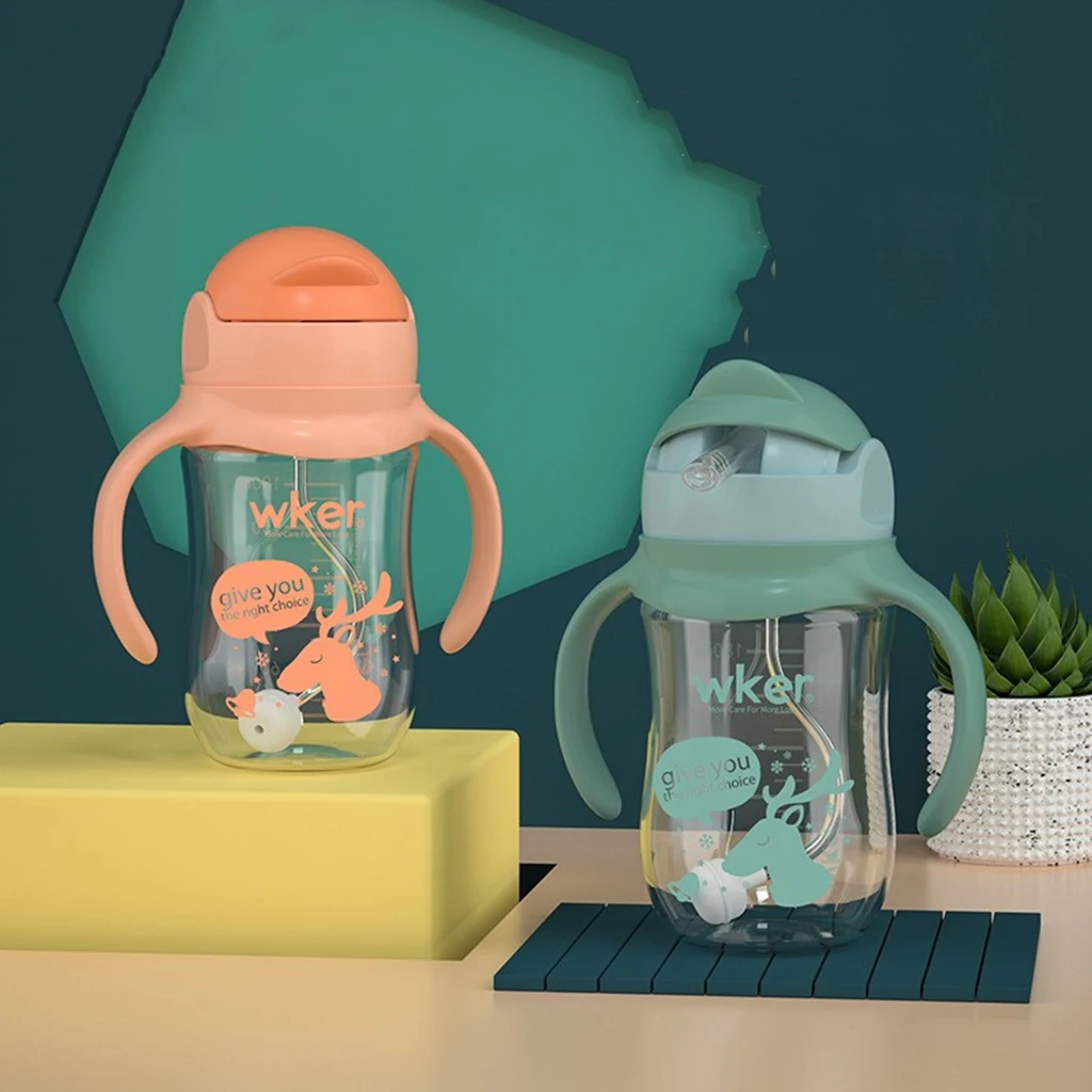 With Cap BPA FREE Cartoon Paper Box PP Silicone Straw Baby Water Bottle