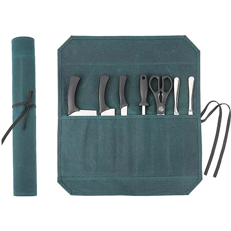 Hot Sale Knife Chef Set Work Safety Tool Bag Manufacturer Waxed Canvas Chef Knife Roll Bag