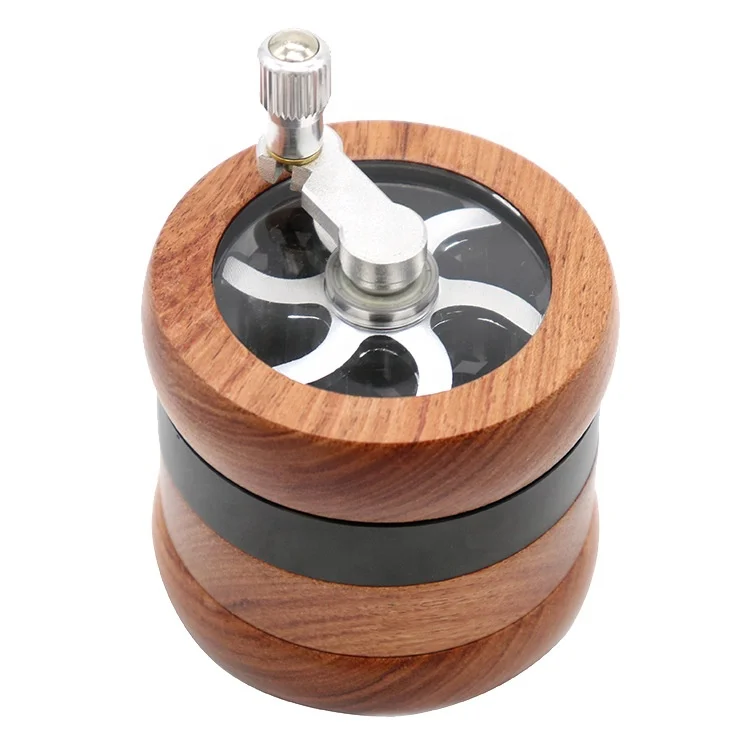 High grade luxurious style durable usage handle Aluminum alloy crusher wood tobacco herb grinder hand crank