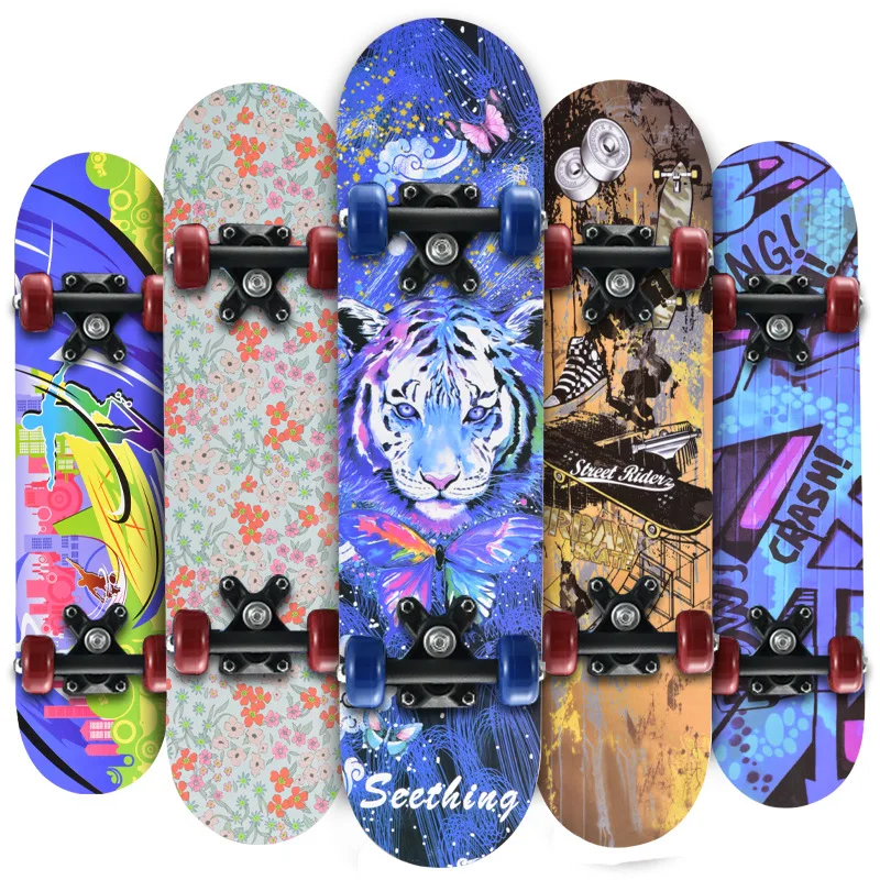 Kids Beginner Skateboard Learn Skateboarding in Style Mini Wooden Cruiser Board with Cool Graphics Lightweight Safe Durable