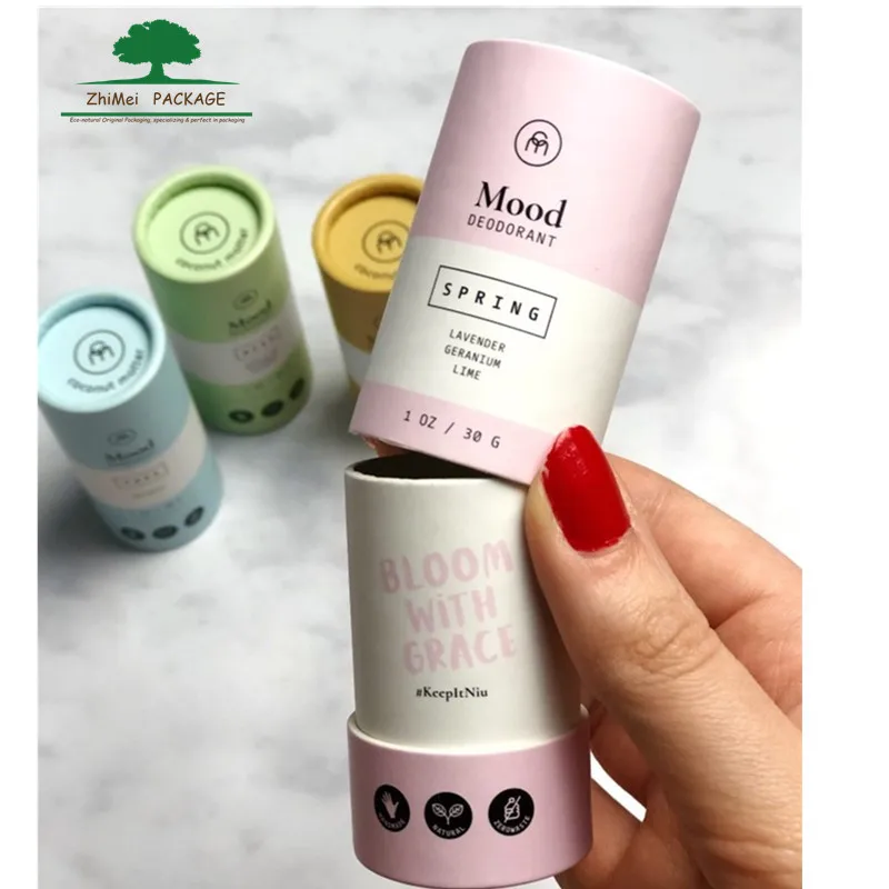 Eco-Friendly Cardboard cylinder tube containers for balm packaging push up paper tube custom label printed