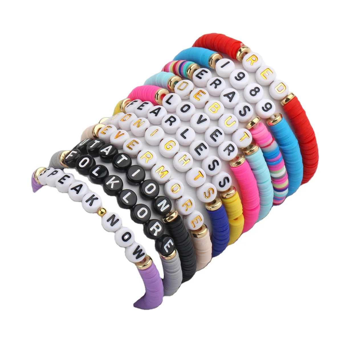 Custom INS Hot Seller Bohemian Colorful Seed Beaded Taylor Letter Bracelet Fearless Evermore Antihero Reputation Swift Bracelets
