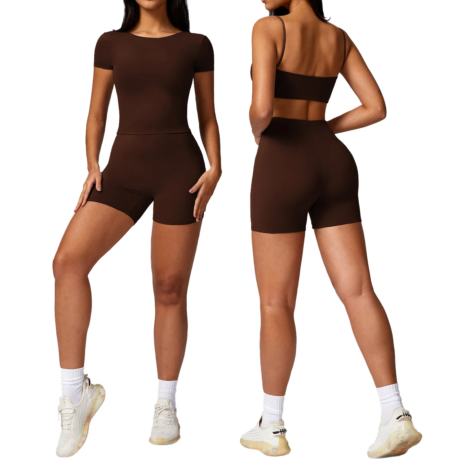 BASHAsports High quality Tight and beautiful back yoga suit brushed casual running fitness and sports set for women