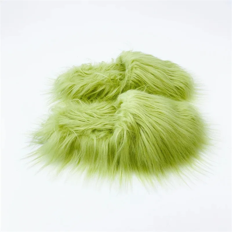 2024 Women Faux Fur Slippers Plush Warm Winter Faux Mongolian Wool Fur Slides Spicy Girl Imitation Fur Y2K Wool Slippers
