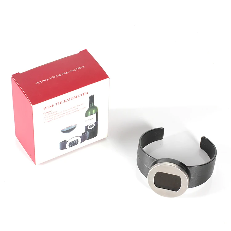 Temperature Sensor Bracelet LCD Display Instant Readout Digital Wine Bottle Thermometer For Wine Champagne Whisky