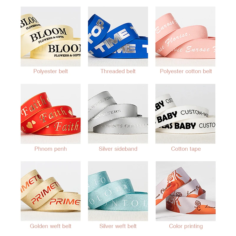 Customised Gold Foil Printing Gift Ribbon Printed Logo Organza Gift Ribbon 6mm 10mm 15mm 20mm 25mm 40mm 50mm Silk Satin Ribbons