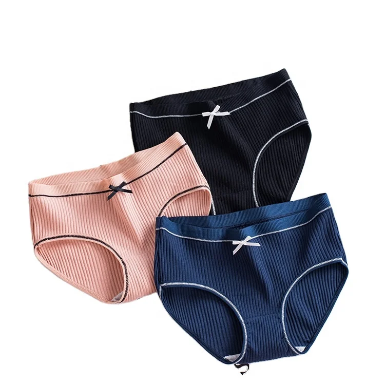 Factory Price Mid Waist Womens Briefs Girl Briefs Female Underwear Panties Pure Cotton Lady Bow Panties