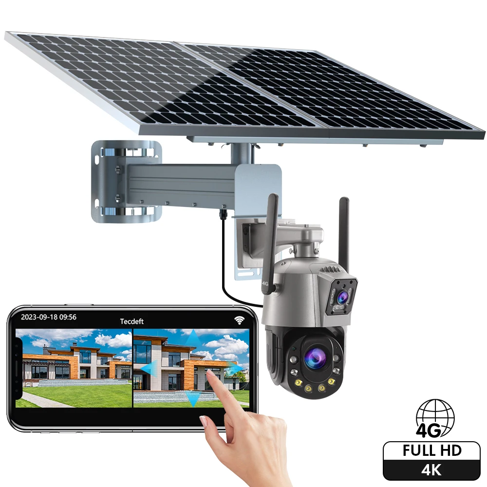 TecDeft Full HD Dvr Солнечная камера Cctv 4g Sim-карта 8MP 4K двойной объектив AI сигнализации Cmos датчик сети