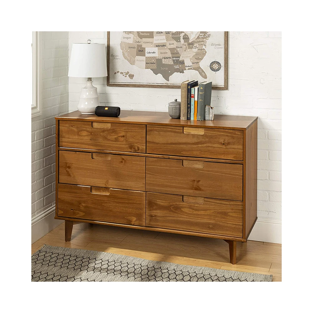 Production of caramel solid pine drawer furniture dressing table