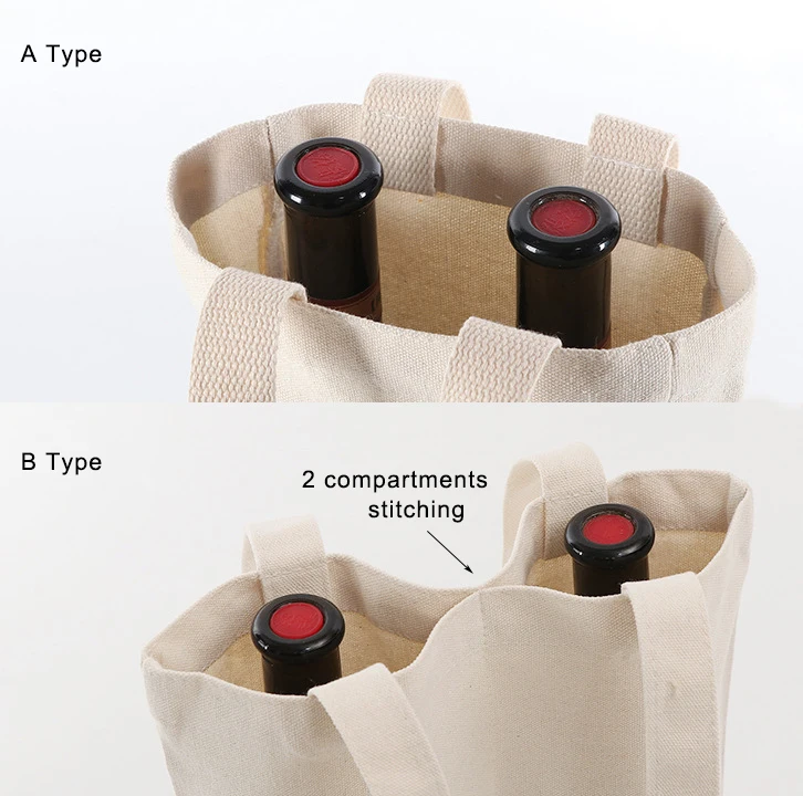 custom logo natural Large Reusable Gift Bag beach picnic party canvas fabric one 1 2 3 4 6 bottles wine Tote Bag for festival