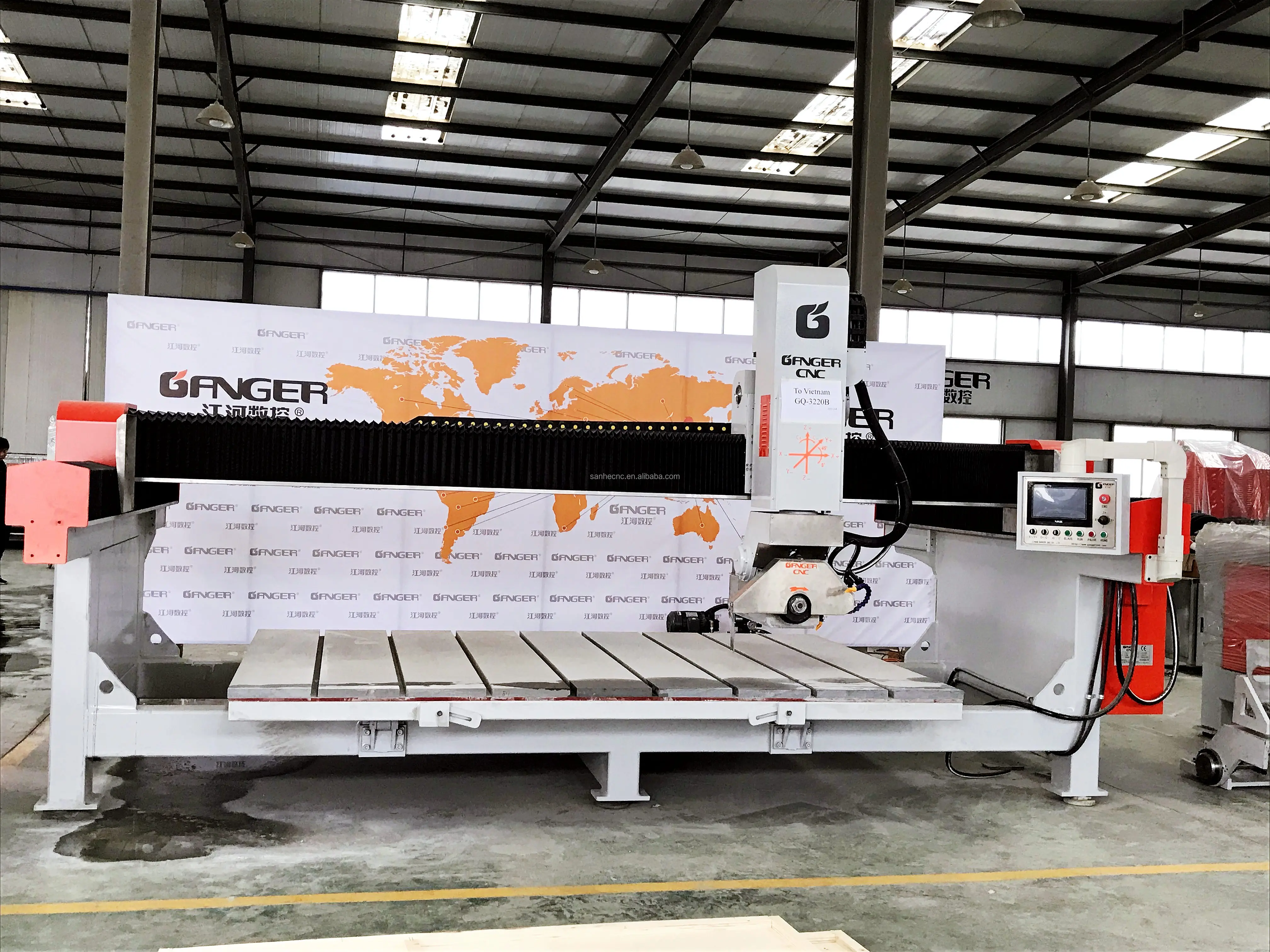 Ganger CNC GQ-3220B 4-осевая гранитная каменная мостовая пила для резки стола