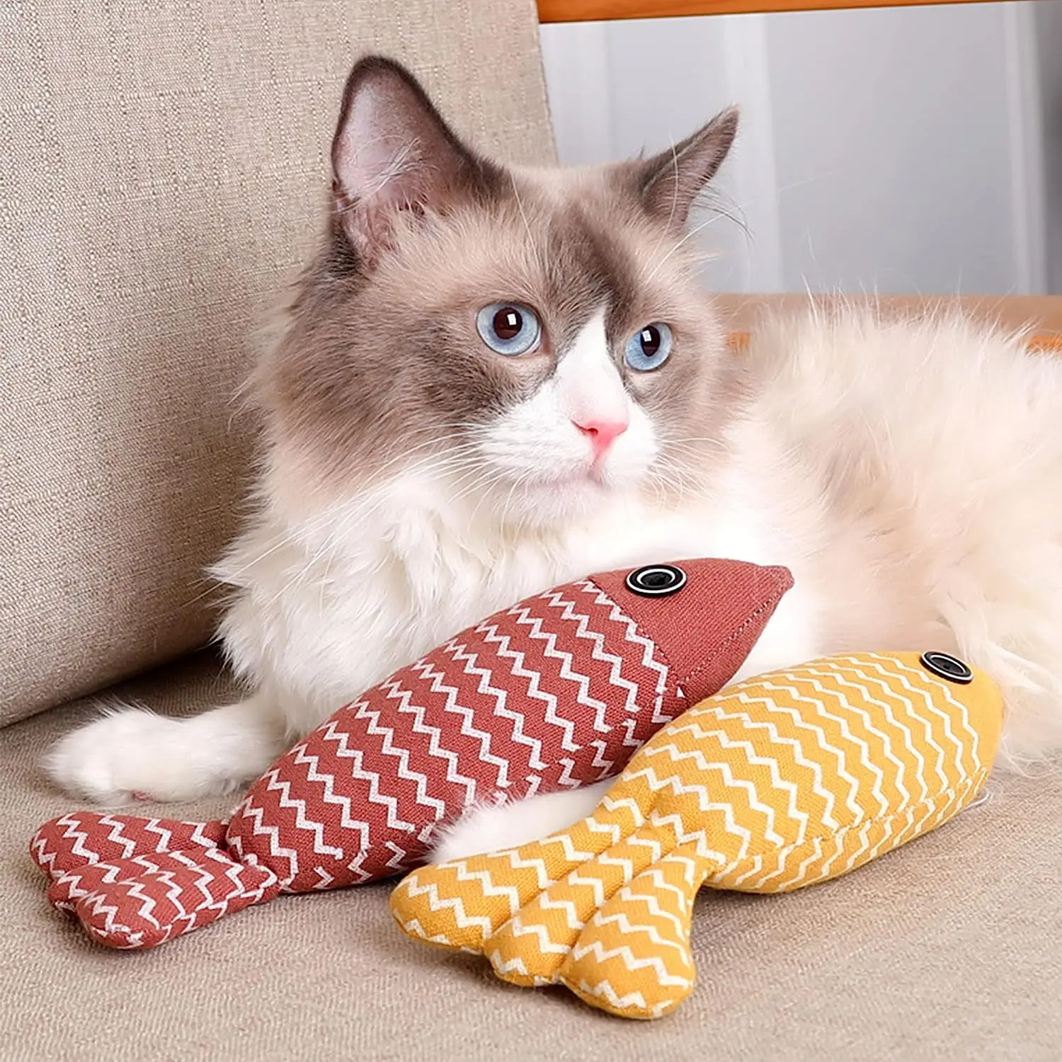 New Arrival Fish Grinding Teeth Bite Resistant Toy Pet Throw Pillow Play Fun Cat High Interactive Toy Catnip Toy