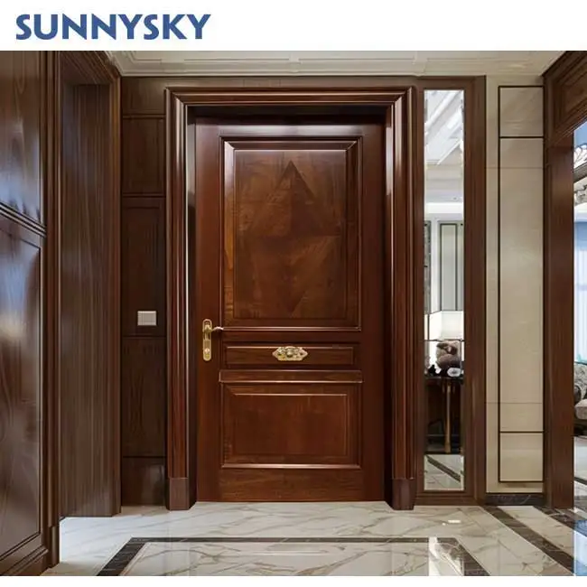 Sunnysky High quality country style simple wood design customize bedroom interior door
