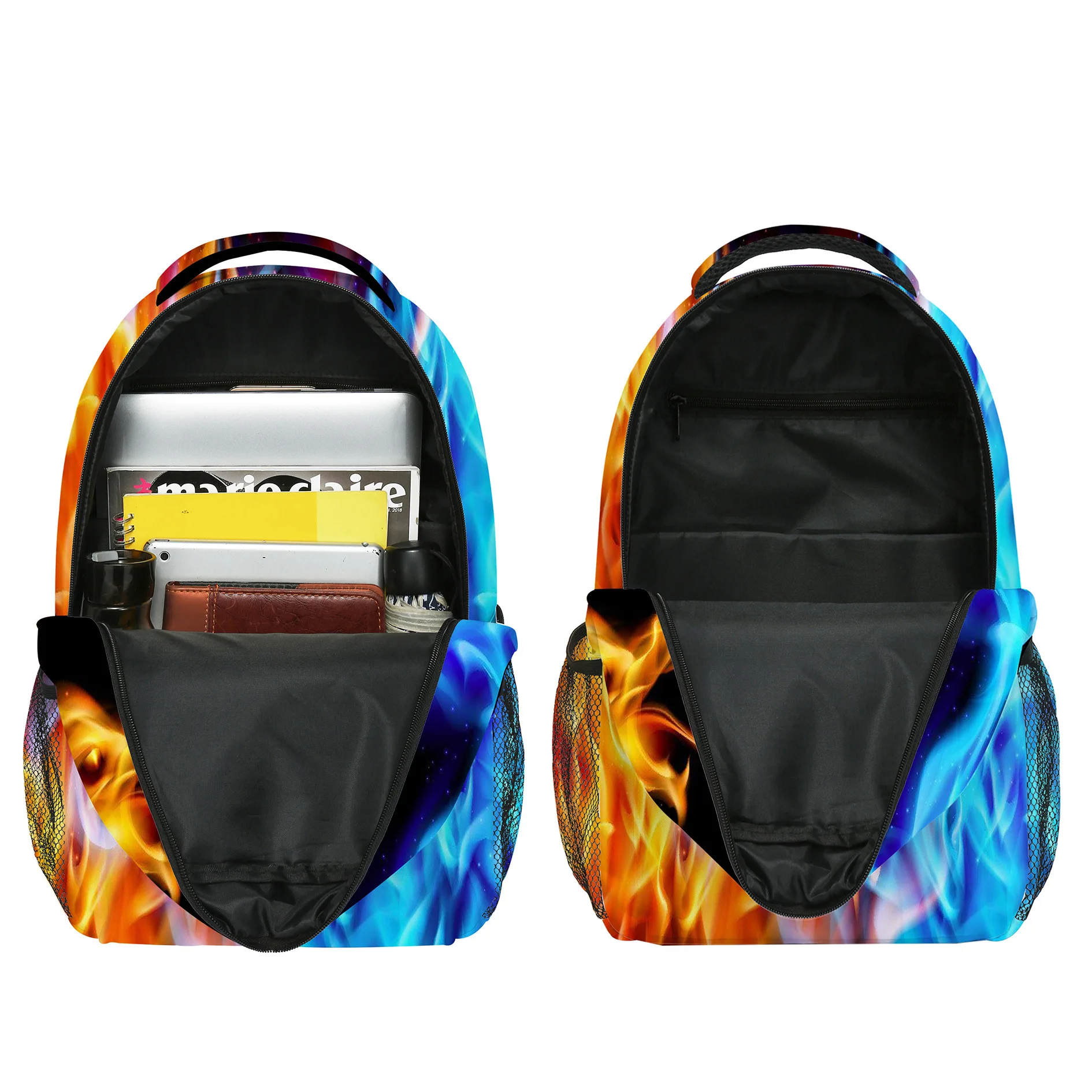 Yuhong Red Blue Fire Dragon School Laptop Backpack Teens School Bags Animal Water Resistant Bag