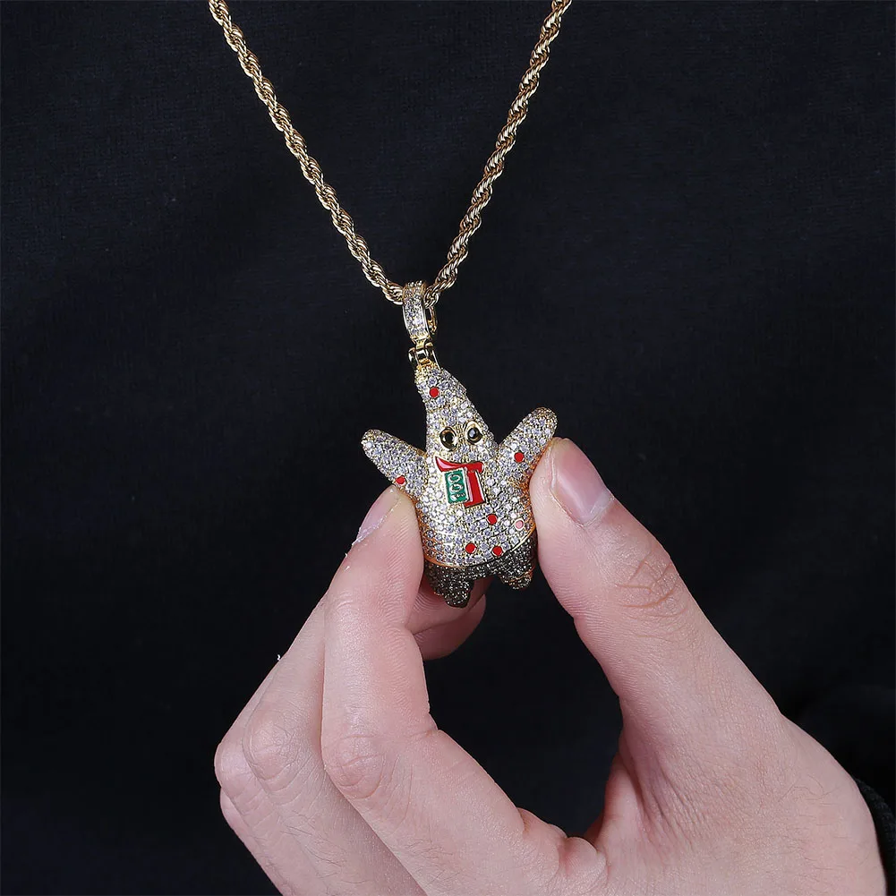 Bling Butterfly CZ Iced Out Pendant Party Jewelry for Men Women Necklace Rapper Chain 5A Cubic Zircon Gold Plated Copper Pendant