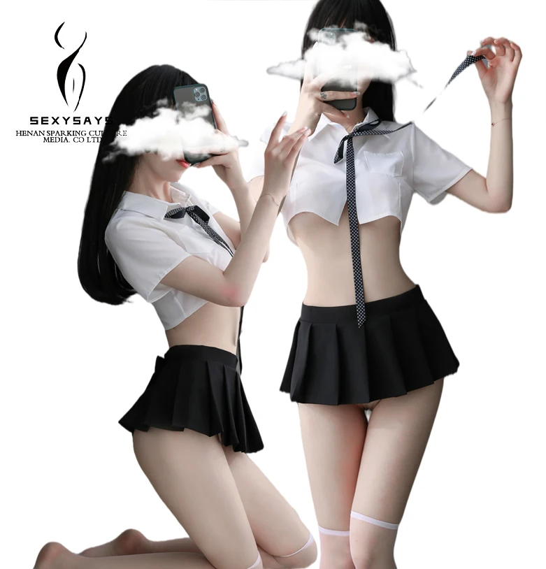 Высокое качество новый дизайн сексуальные боди для девочек-подростков белая форма с воротником Соблазнительная Сексуальная короткая мини-юбка Сексуальное