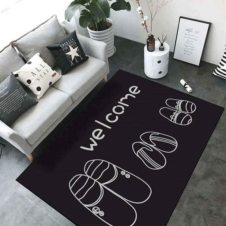 Nordic European Style Printed Carton Round Child Mats Carpet Modern Floor Carpet For Bedroom Or Kitchen
