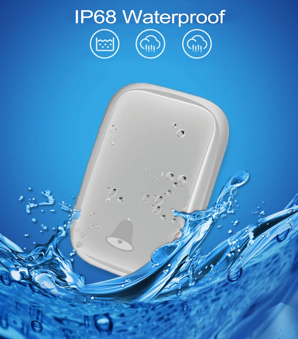 IP68 Waterproof Self-powered Wireless Doorbell Plug In Wireless Digital Doorbell Receiving Distance 180 Meters 58 Hi Fi Music
