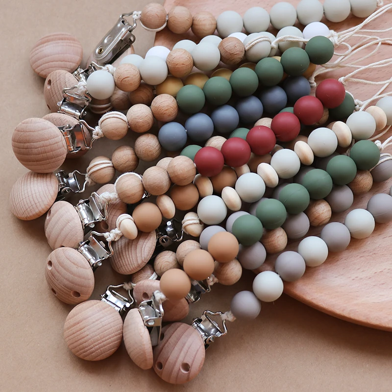 BPA Free Teething Soothing Molar Pacifier Clips Chain Silicone Baby Teether Bead