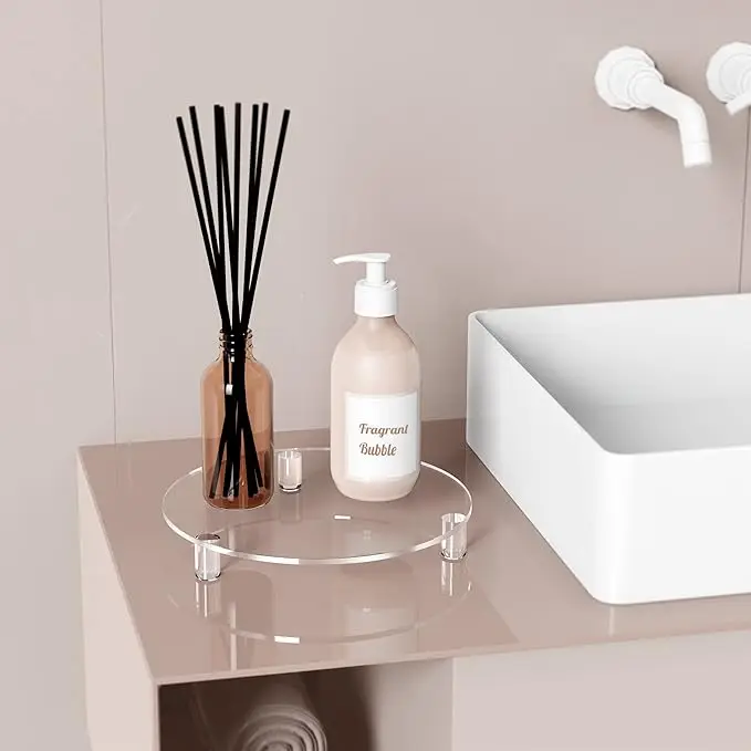 Modern 10 Inch Clear Acrylic Display Riser Waterproof 2-Pack Pedestal Stand Plants Kitchen Counter Décor Home Display Tray