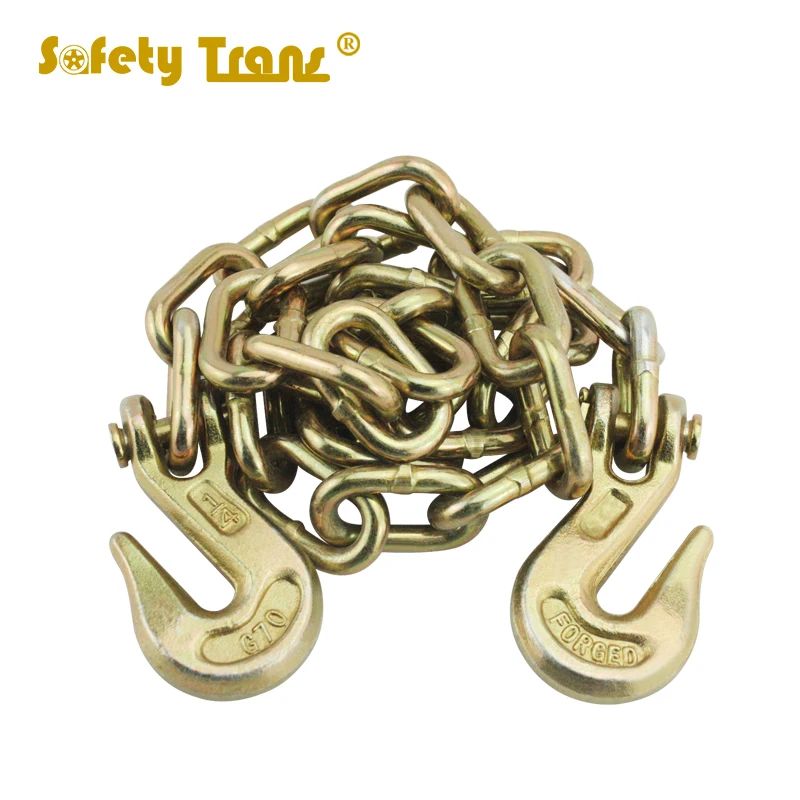 Буксировочная цепь G70 5/16x18 дюймов с 2 D-образными кольцами 10000 фунтов и захватным крючком